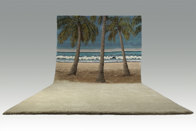 Wandteppich handgetupft Fußbodenteppich-Palmen feinsand Landschaft