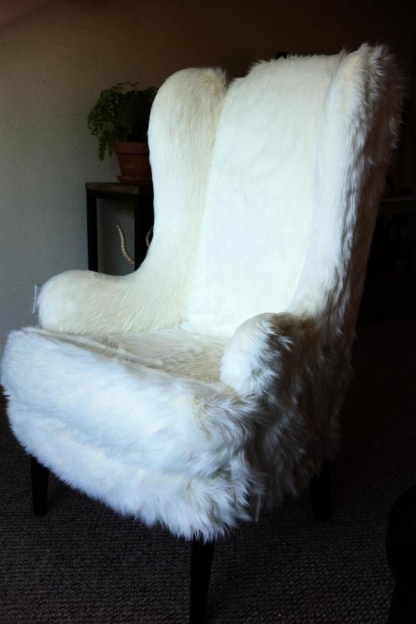 Weich Sanft-Möbel Bezug-Felloptik-weiß Sessel
