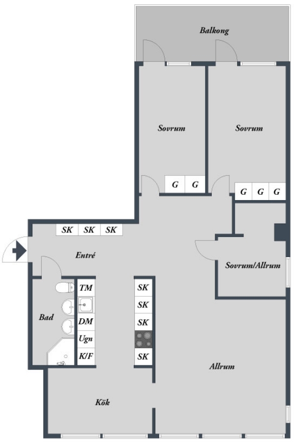Wohnung Raumaufteilung-nach Renovierung-Gothenburg Schweden