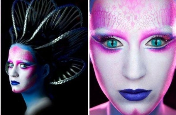 außerirdisches Lebewesen-Katy Perry-Schminkideen Halloween Design Kostüme