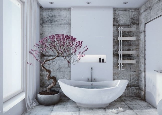 dekobaum badezimmer modernes landhaus mit minimalistischem design