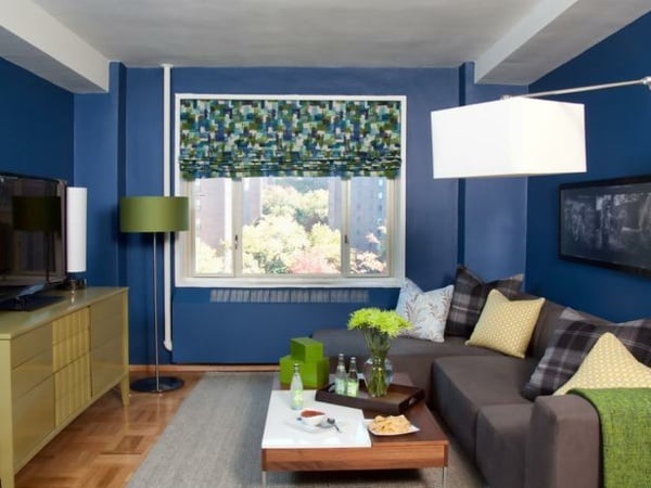 dunkelblaue Farbe Wohnzimmer Designer Einrichtung