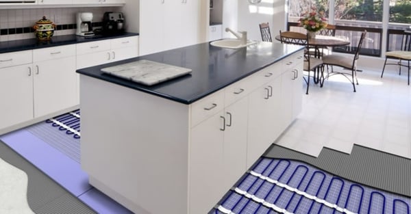 Küche Raumplanung Installation Skizze Fußbodenheizung verlegen