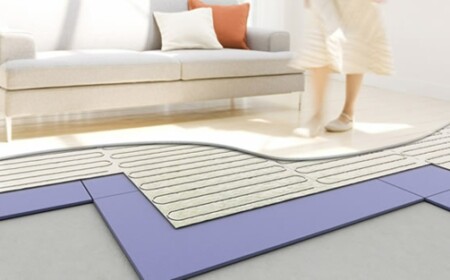 elektrische Fußbodenheizung Wohnzimmer Laminatboden Matte Isolation