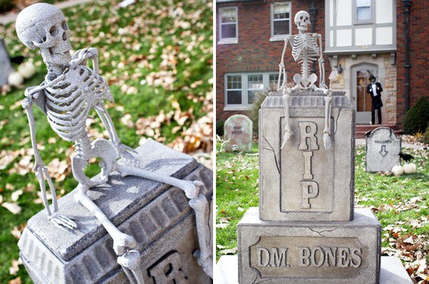 gartendeko halloween grabstein skelett rip