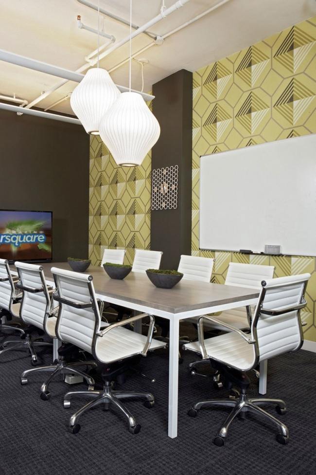 geometrische wanddeko foursquare moderne office räume in soho
