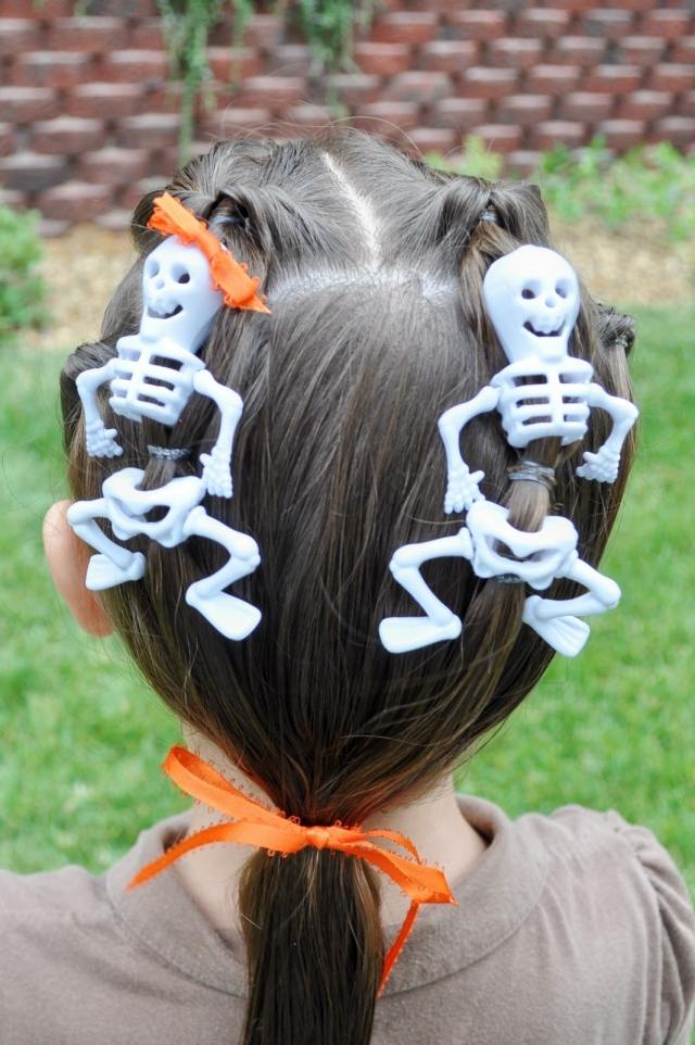 kinder halloween hairstyle skelette ideen