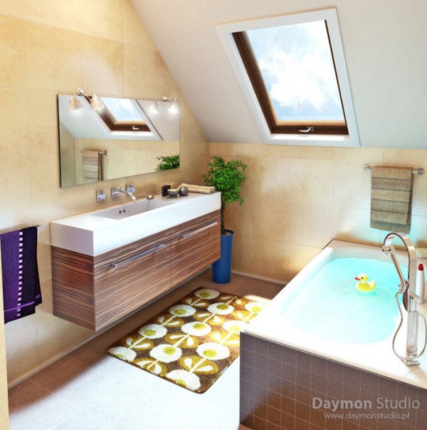 kleines bad mit dachschräge fenster Daymon Studio
