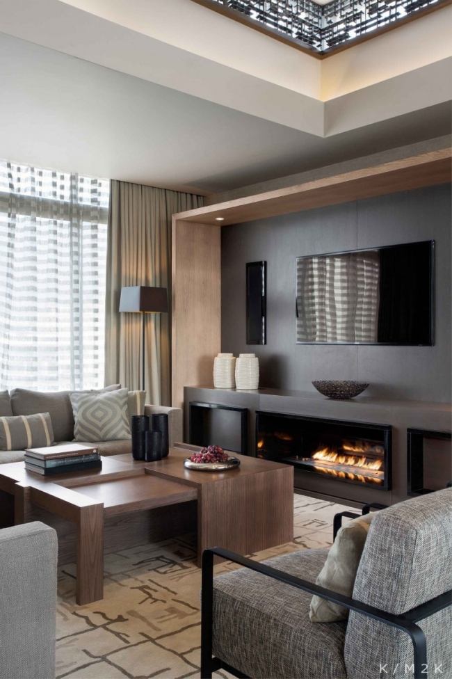 luxus penthouse wohnung einrichtung grau braun