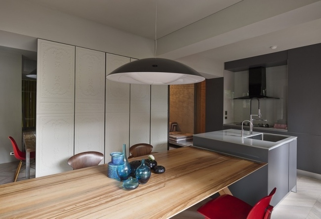 minimalistische küche homeoffice design in moderner wohnung
