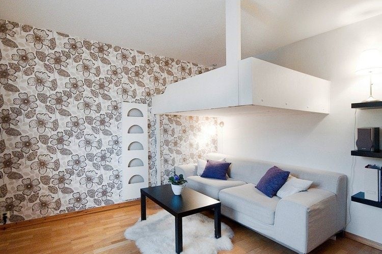 moderne Hochbett für Erwachsene wohnzimmer-tapete-laminatboden
