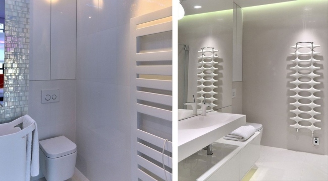 modernes pur weißes badezimmer wand heizkörper spiegel