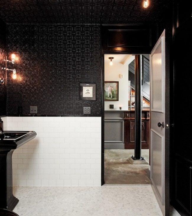 schwarz weiß badezimmer retro interieur design mit industriellem touch