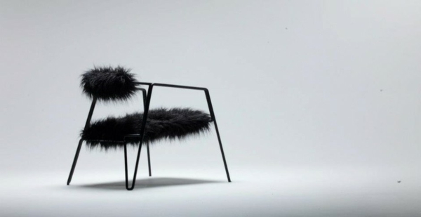 schwarze Farbe Metall Möbel Stuhl Kunstpelz