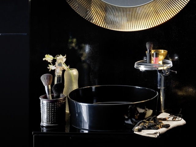 schwarzes waschbecken keramik luxus badezimmer gold