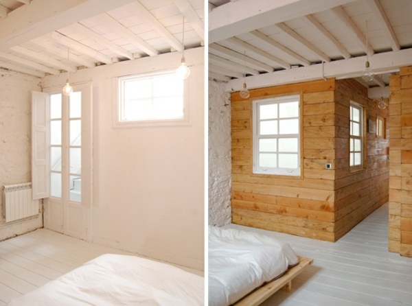 Holz Balken Wandpaneele Schlafzimmer