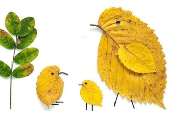 Bastelidee Kinder Herbst Naturmaterialien Hühnchen