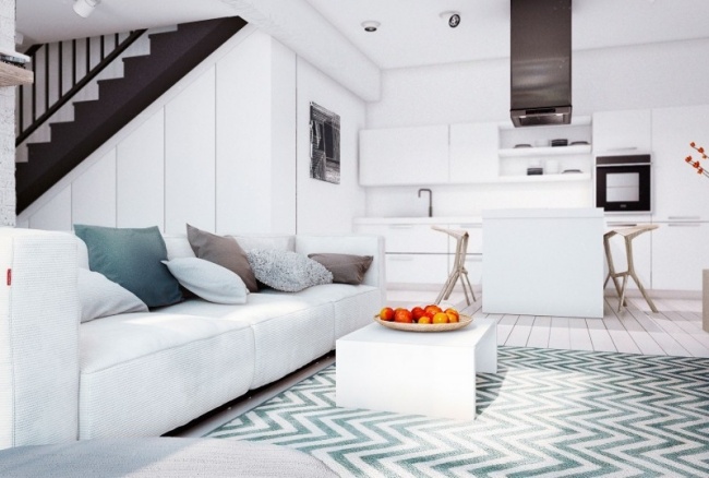 teppich geometrisch moderne loftwohnung mit minimalistischem design