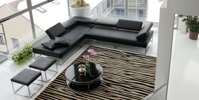 vision sofa design gerade linien schwarz hocker verstellbar