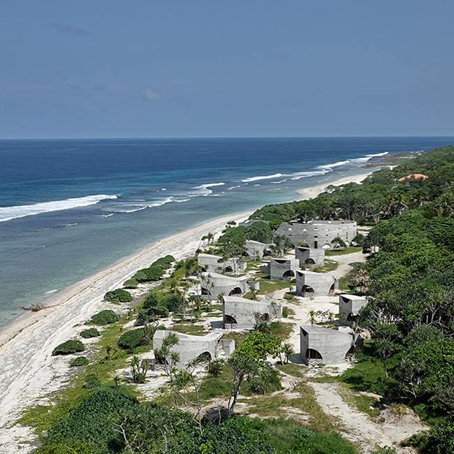 Antike Ruinen-ähnelnde Villen resort -Beton La-Plage du-Pacifique Vanuatu insel