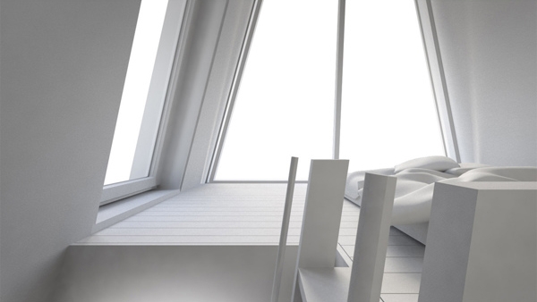 Architekten haus minimalistisch 3d Wohnraum-Aufteulung modernes puristisches Innendesign
