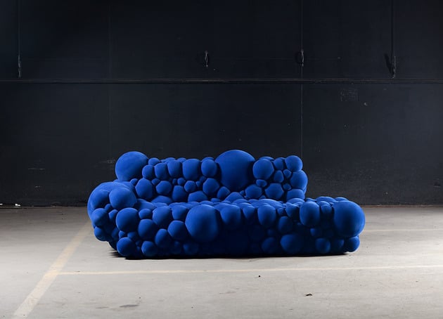 Bodentiefes Sofa-indigo Blau-moderne Polster Gummi Struktur