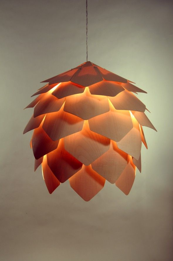 Crimean pinecone hängelampe design holzfurnier zapfenform