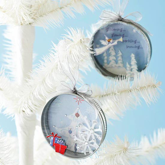 Deckel-für Gläser Inszenierung-Schneeflöckchen Szene künstlicher-Weihnachtsbaum 