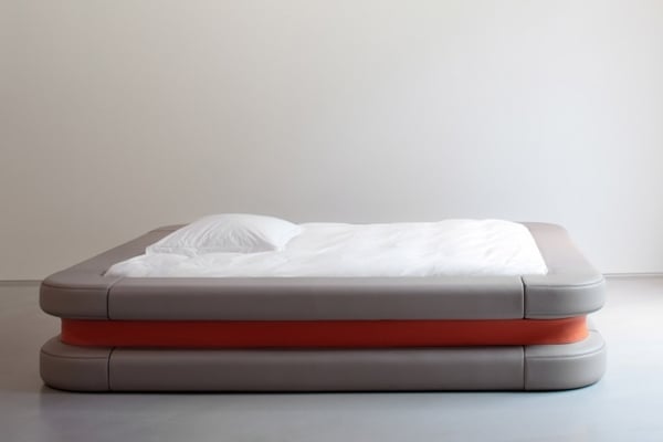 Design Bett-minimalistisch Matratze-Grau Orange Schlafzimmer