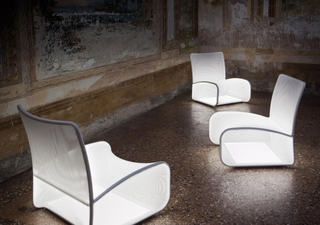 Design Sessel serie leuchtende paneele weiß natevo