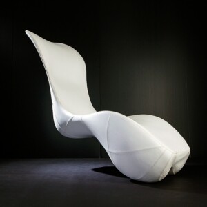 Ergonomisch geformt Relax-Möbel Schaukel-Liegestuhl Lederbezogen weiß Polster