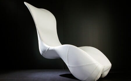 Ergonomisch geformt Relax-Möbel Schaukel-Liegestuhl Lederbezogen weiß Polster