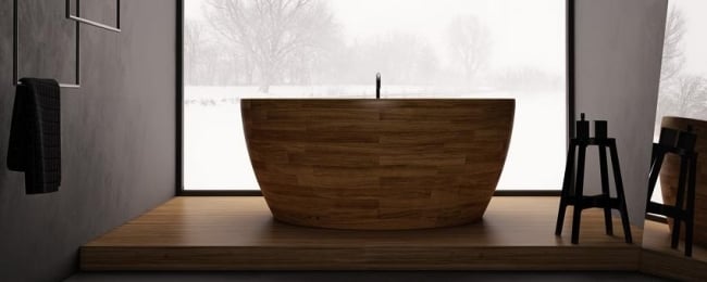 Freistehende Badewanne Holz-hochwertges material wärmeisolierend-Maserung Badezimmer-Möbel