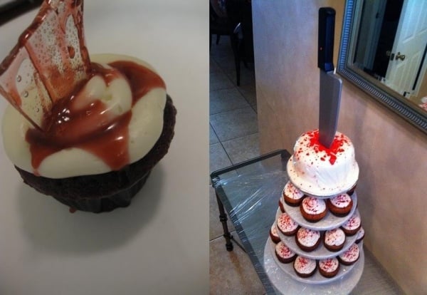 Gruselige Deko-Halloween Ideen Blut künstlich Torte Kekse