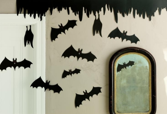 Halloween Dekoration Basteln Fledermaus Schwarze-Silhouetten Atmosphäre-Spukhaft