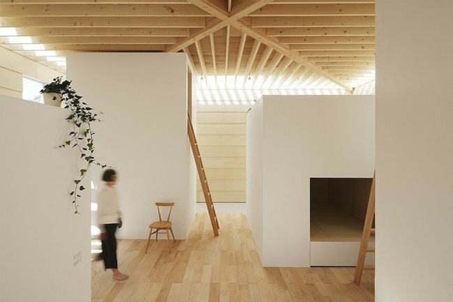 Holzdecke Schlafzimmer Wohnbereich moderne Einrichtung