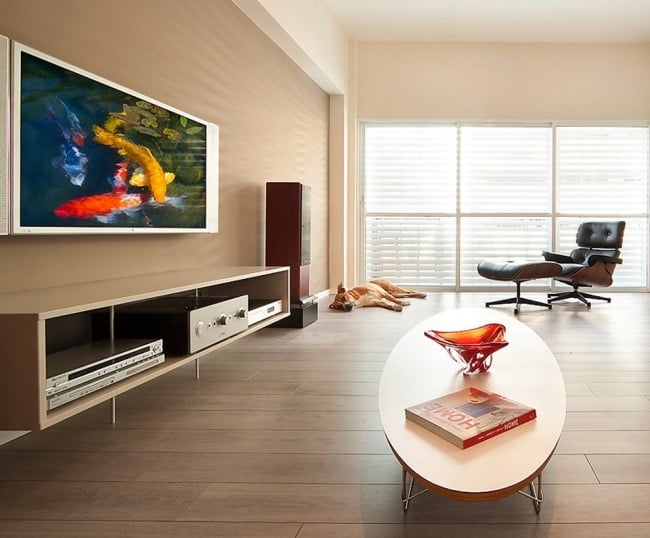 Heimkino Einrichtung puristische Wohnung-Sessel Flachbild-Fernseher Design