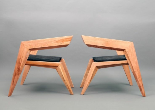 Massivholz minimalistische Möbel Kirsche Polsterung grau
