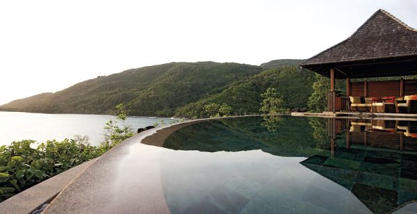 Infinity Außenschwimmbad Top Hotel Pools-Suiten Seychellen-Constance Ephelia-Luxus-Resort