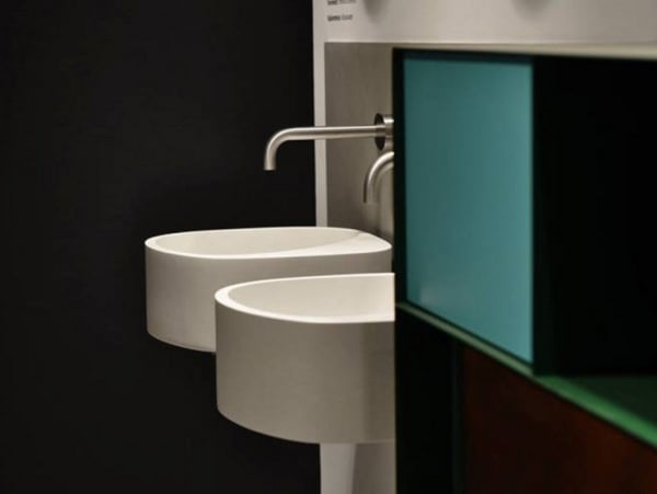Italienisches Baddesign Badezimmer möbel Waschbecken-Weiß Spiegel Oval Wand