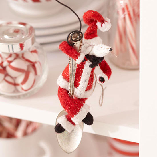 Weihnachtszeit Maus Weihnachtsmann Löffel dekorieren Süßigkeiten