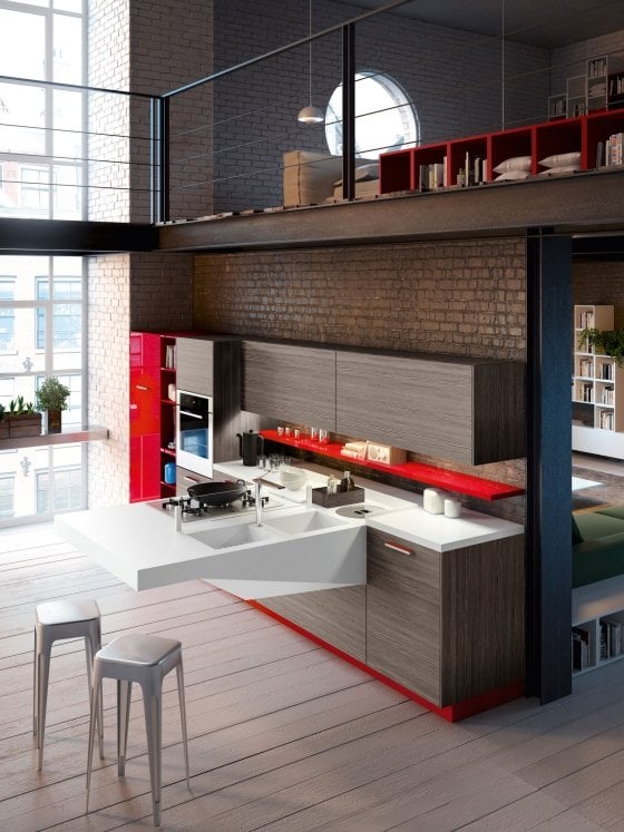 Kompakte wohnküche Snaidero design herausstehendes board