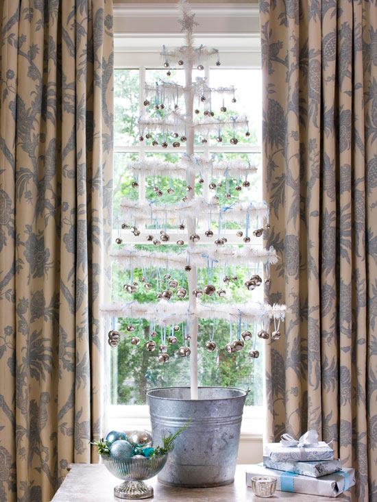 Landhaus Stil Weihnachtsbaum Fass Vorhänge Metall-Weiß Künstlich