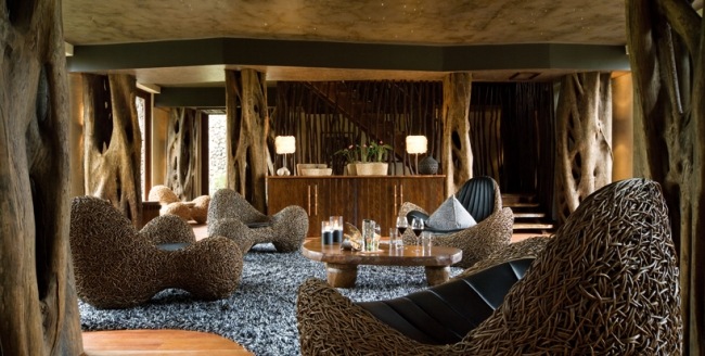 Lobby Villen-Resort Fidschi Designer Sessel-geflochten modern Innenarchitektur
