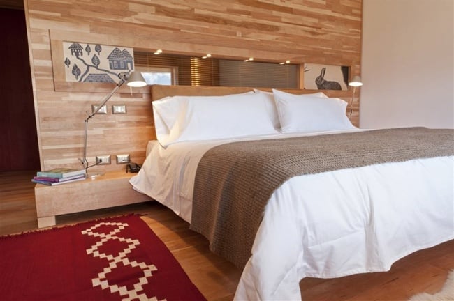 Luxus-Hotel zimmer Berghotel-patagonische Motive-traditionelle Verzierungen