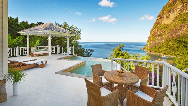 Rattan Outdoor Möbel Luxus Villa-Resort Karibik-Sugar Beach-Infinity Pool