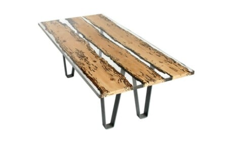 Metall Glas Holz Tisch recyclierte Materialien moderne Fertigung