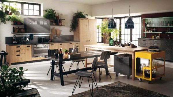Moderne Design Küchen Scavolini großer raum holz schwarz insel