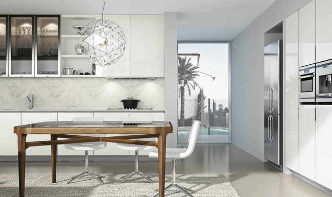 Moderne Küchenzeile Domus val design weiß marmor optik