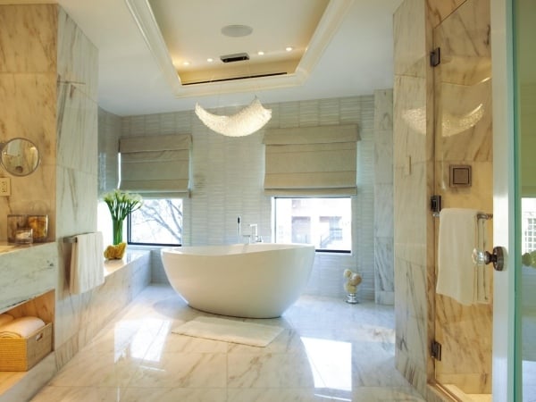 Modernes Badezimmer-freistehende Wanne Leuchte Design Handtuchhalter-Wand-Marmor Wohnaccessoire